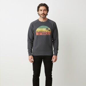 Charcoal Crewneck Sweater with Puerto Rico Graphic